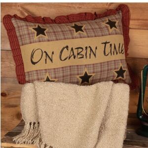 Country Star Plaid Cabin Ruffled Large Throw Pillow Rustic Lodge Decor